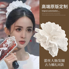 バレエ風花水玉リボンヘビーレース韓国風ヘアゴムかわいいクリームスイートガールヘアロープ女性用