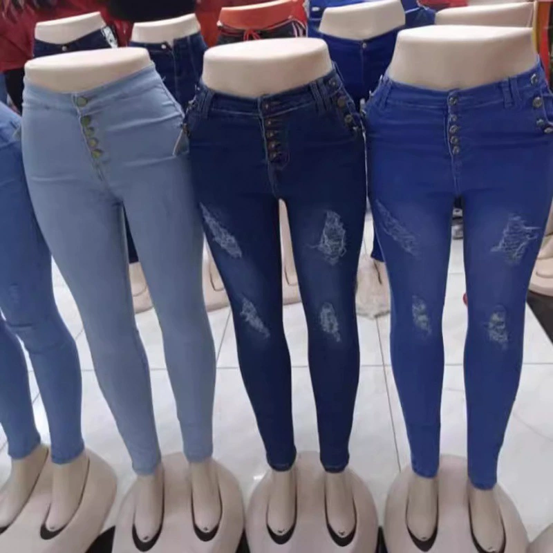 Женские джинсы больших размеров, эластичные, рваные, оптом
