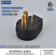 美标美规房车大功率NEMA10-30P插头三芯三3插125/250V30A美式插头