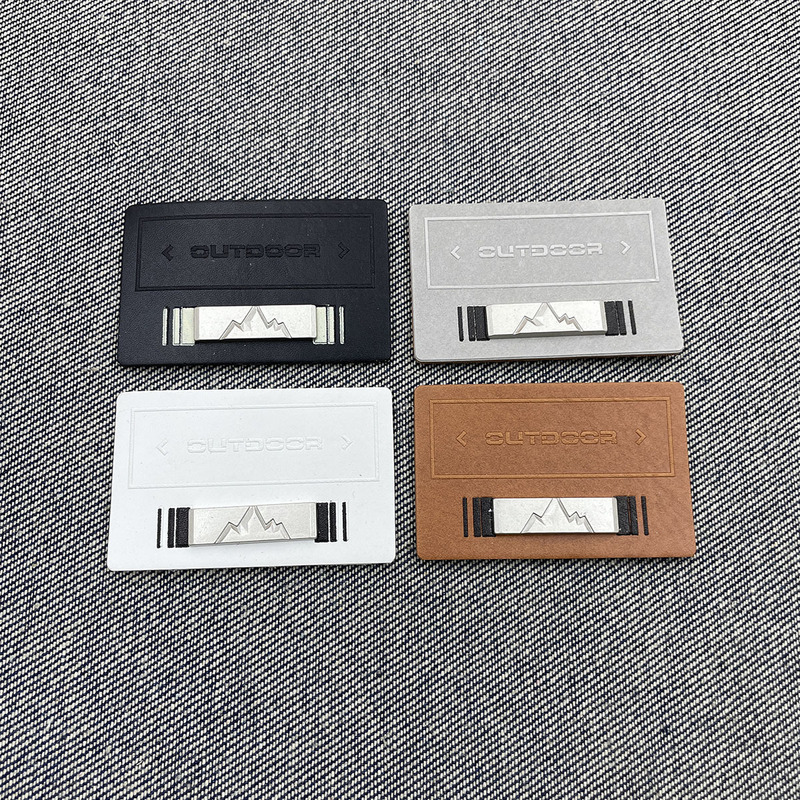 Mountain Peak Pattern Outdoor Metal Decorative Leather Label Outdoor Series Style Men's Rectangular Clothing Accessories Label