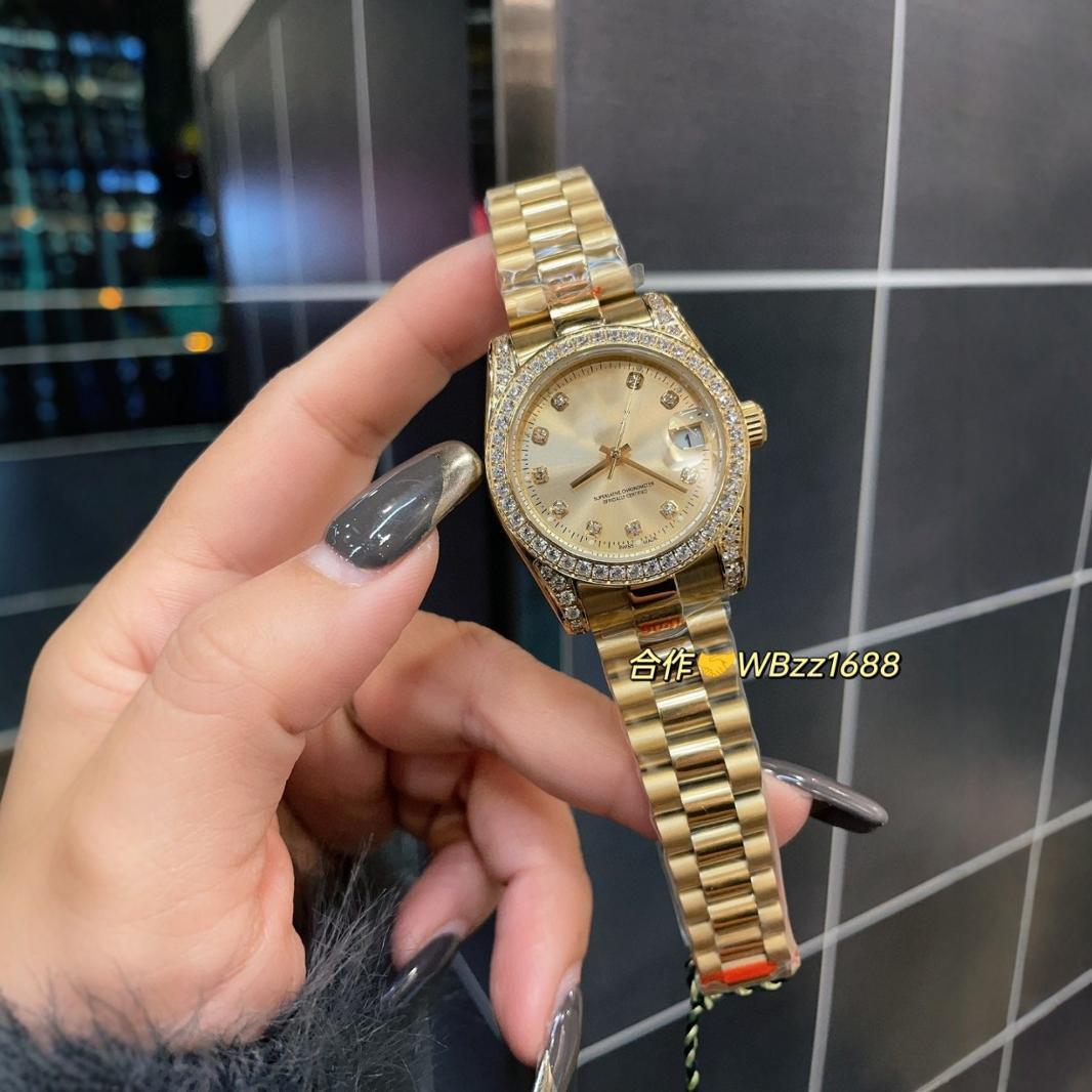 跨境代发劳家日志系列镶钻圆盘钻面石英钢带女款机械手表外贸批发