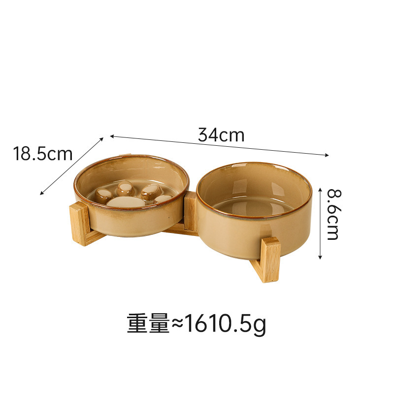 日式窑变陶瓷宠物猫碗盆狗碗饮水碗双碗保护颈椎慢食碗防噎防打翻|undefined