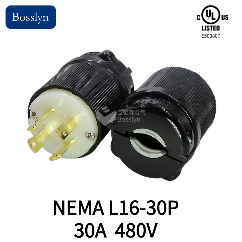 E500807美式三相四线NEMA L16-30美国加拿大墨西哥接线电源插头