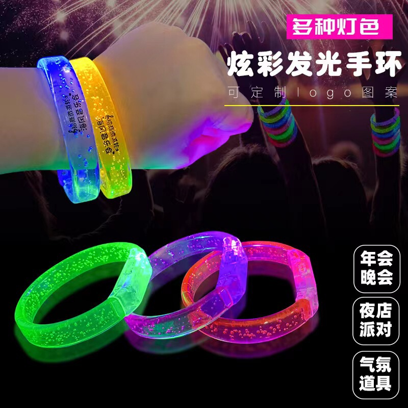 New Kidsren's Decorative Luminous Wide Bracelet Jewelry Bubble Fluorescent Bracelet Can Be Customized with Logo to Promote Toys and Gifts