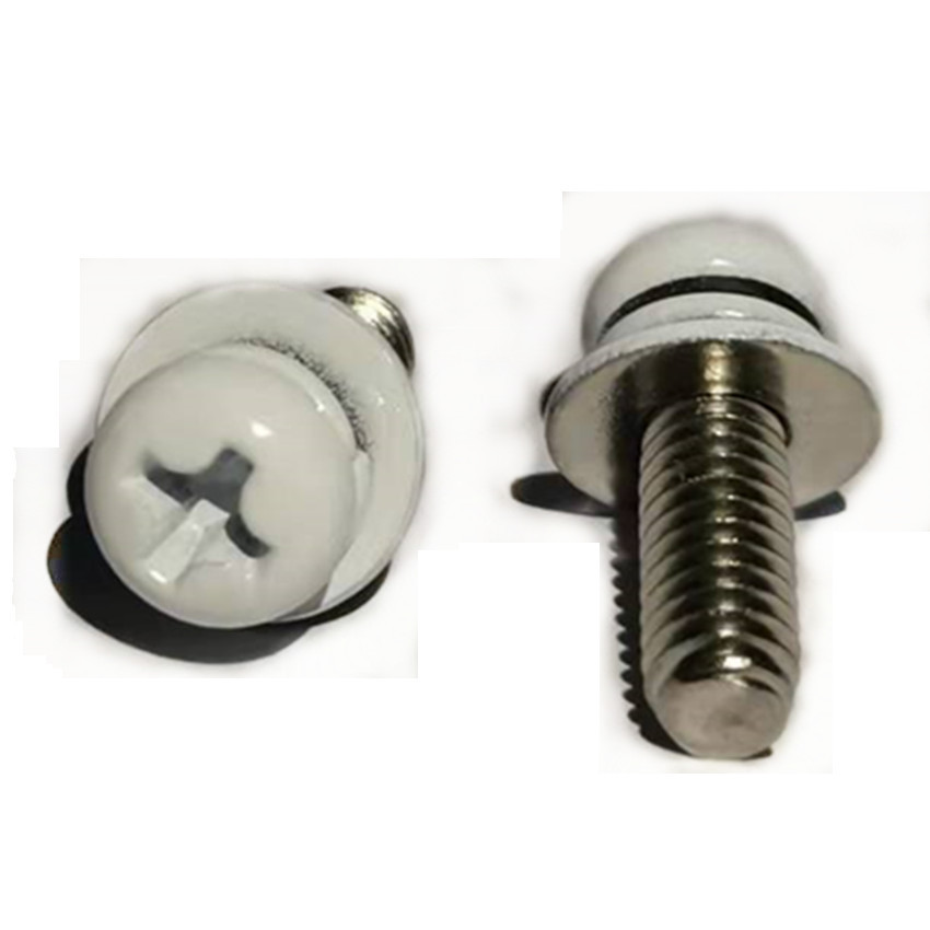 PM4*12三组合白色头螺钉烤漆白色装饰十字圆头带弹平垫彩色螺钉