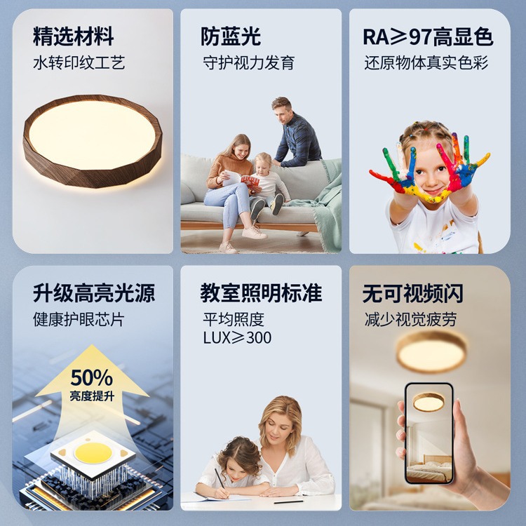 Luz de techo de madera de nuez estilo japonés LED lámpara de dormitorio de protección de ojos retro retro luces de sala de estudio de estilo medieval