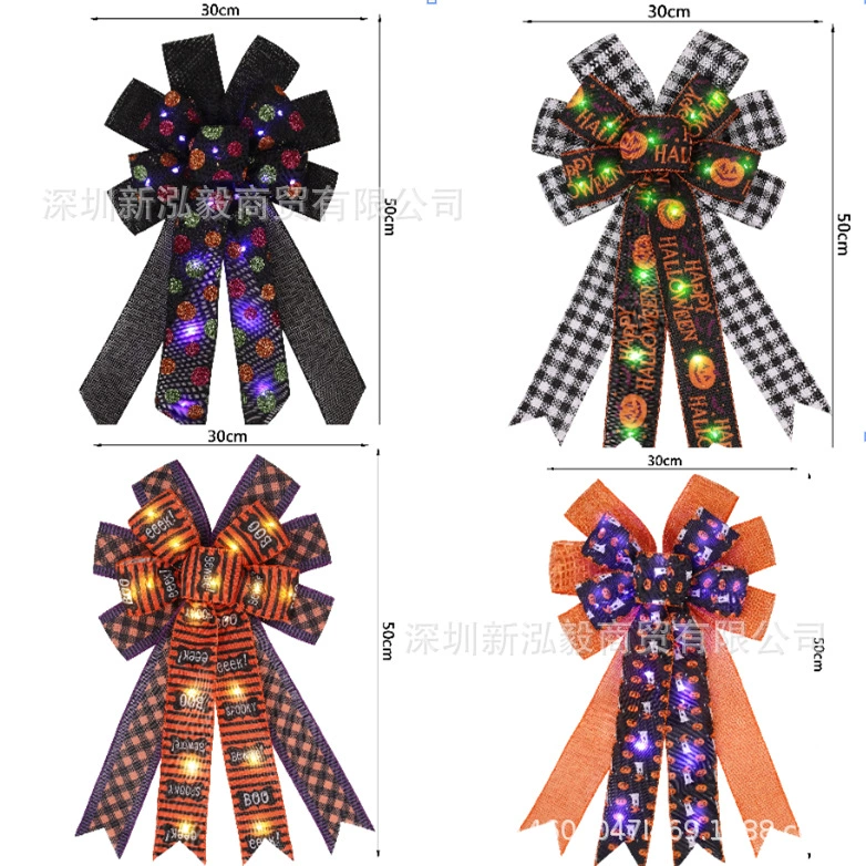 Лента Hongyi липкий свет Хэллоуин гирлянда лук льняной бант дерево украшение Хэллоуин Гирлянда украшение