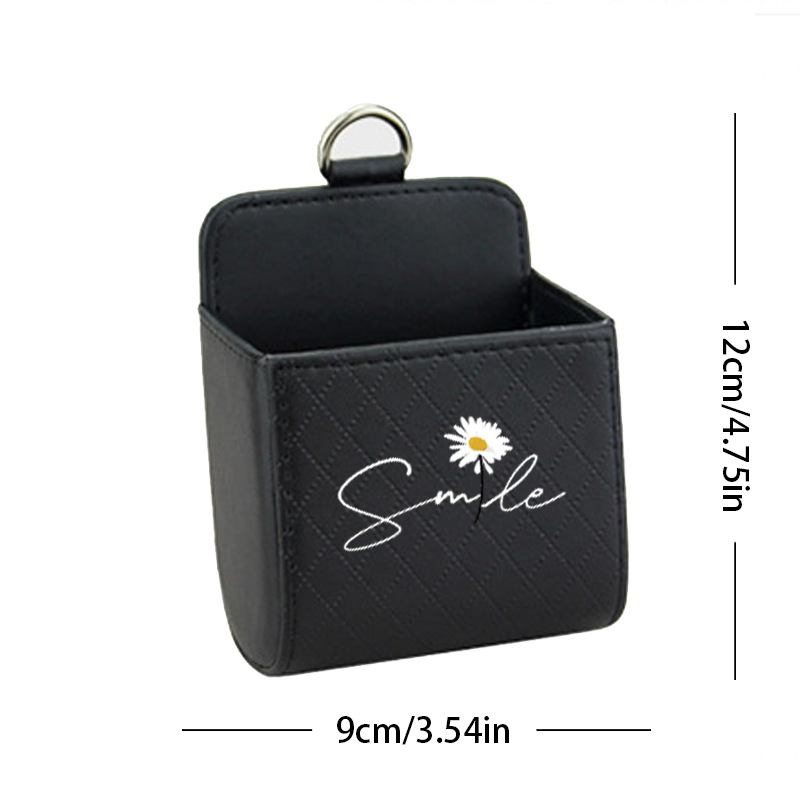 White Daisy Car Air Vent Storage Box Hanging Bag Car Interior Decoration Creative Cartoon Car Storage Organizer