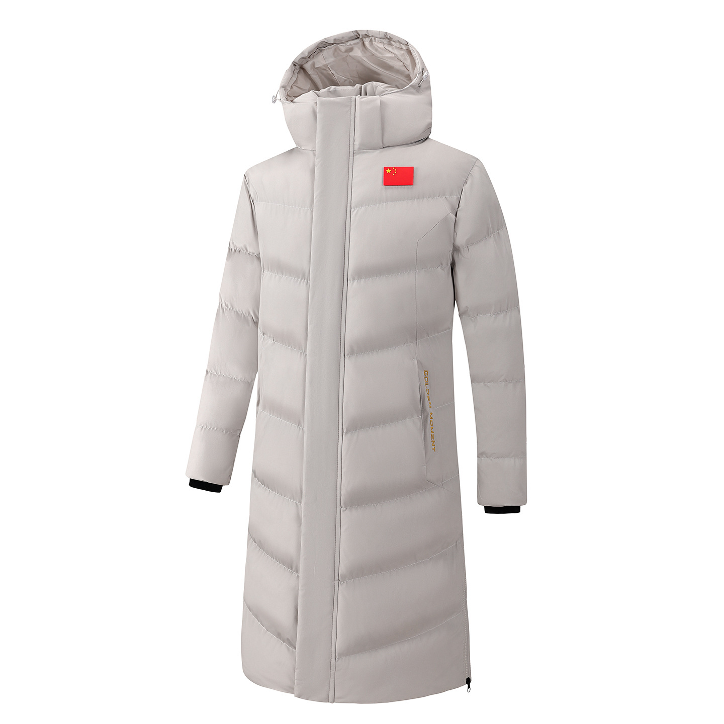 CHINA Team China sports coat, unisex, thickened hooded cotton jacket for autumn and winter, outdoor cold-weather training suit, knee-length