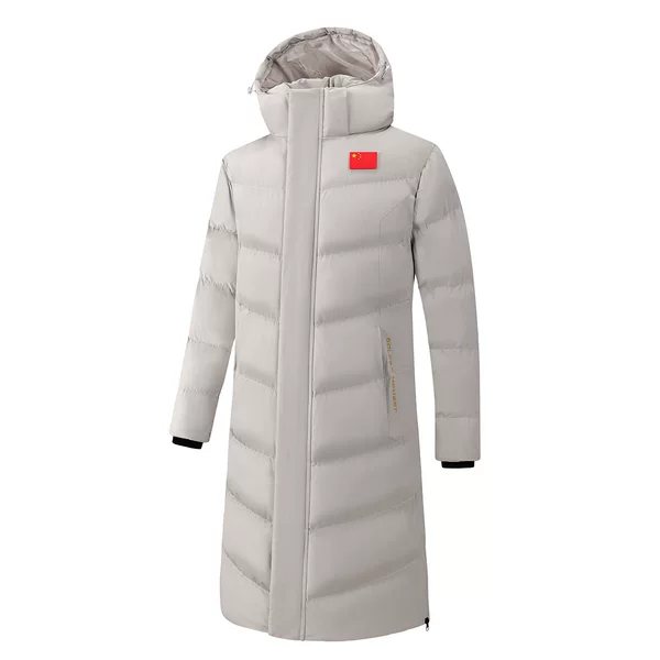 CHINA Team China sports coat, unisex, thickened hooded cotton jacket for autumn and winter, outdoor cold-weather training suit, knee-length