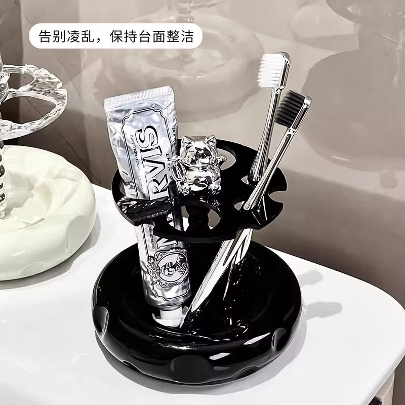 セラミック歯ブラシ収納ラック洗面台電動歯ブラシ歯磨き粉棚ベースブラケット収納ラック|undefined