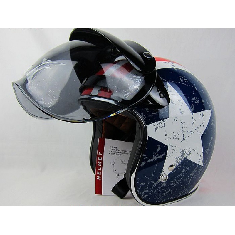 Retro casco burbuja espejo gafas 3/4 casco onda espejo medio casco a prueba de viento universal lente transparente gafas de sol