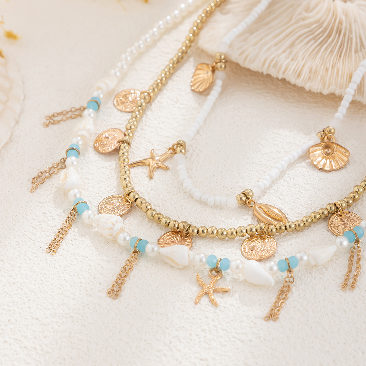 Women's Gender Plating Design Hawaiian Vacation Geometric CCB Imitation Pearl Alloy Wholesale Necklace
