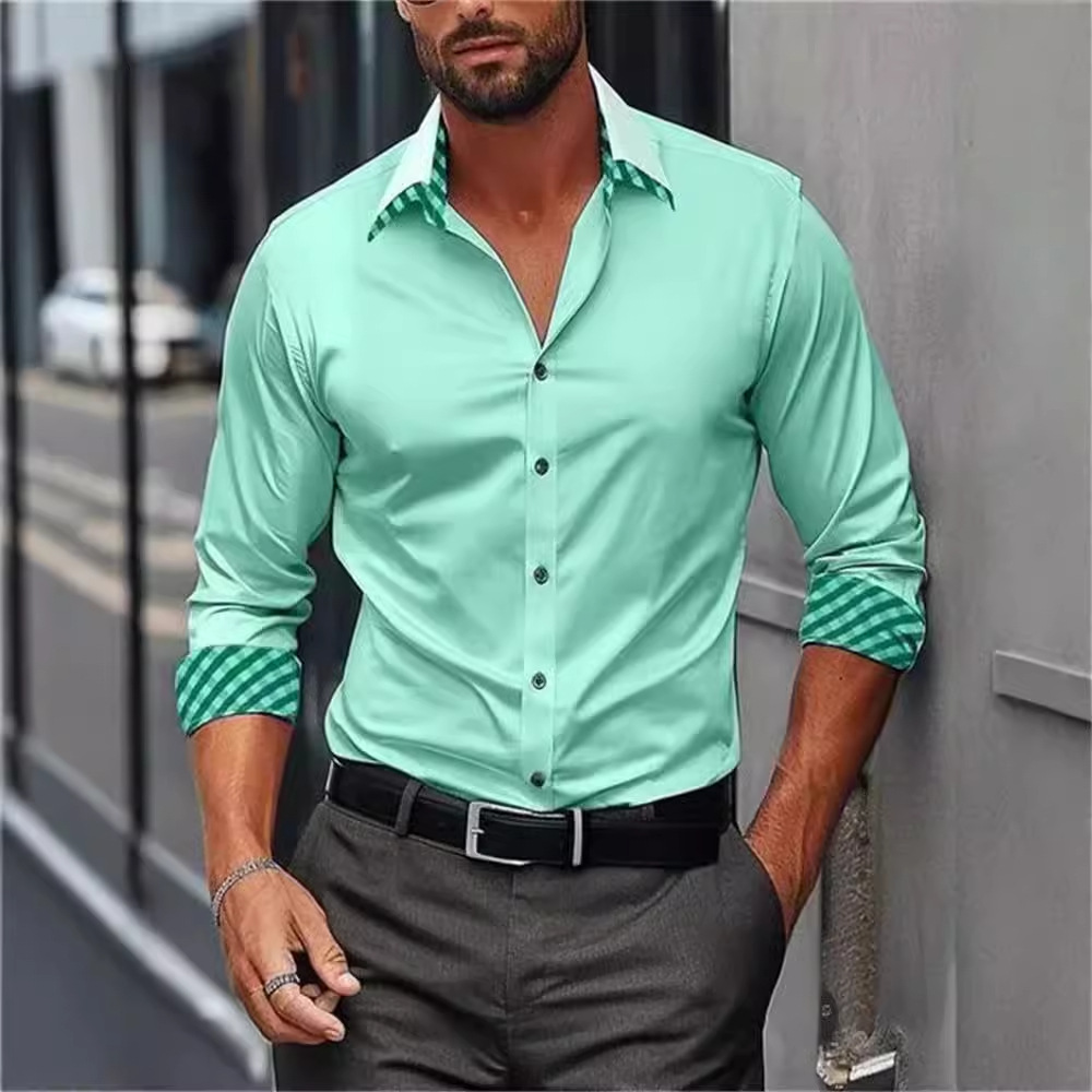 Nueva camisa de botón de manga larga de color sólido de alta gama tendencia suelta 2024 blusa de otoño para hombre MB12