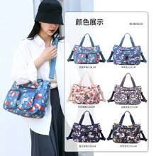 新款大容量女包 多功能中老年妈咪包 尼龙斜挎包印花女式手提单肩