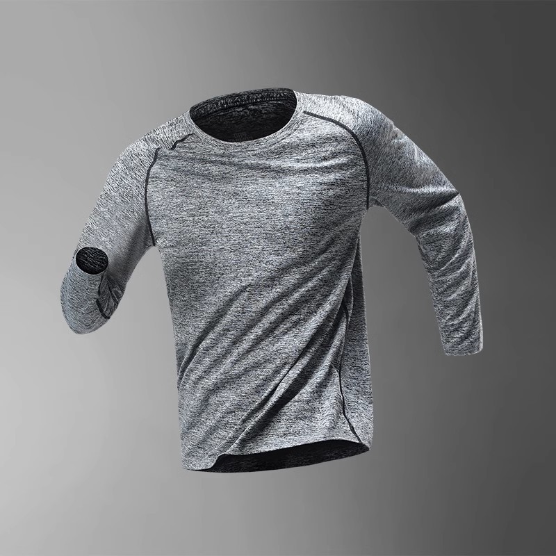 Correr ropa de secado rápido camiseta de manga larga para hombres primavera baloncesto entrenamiento fitness correr por la mañana deportes ciclismo montañismo ropa top