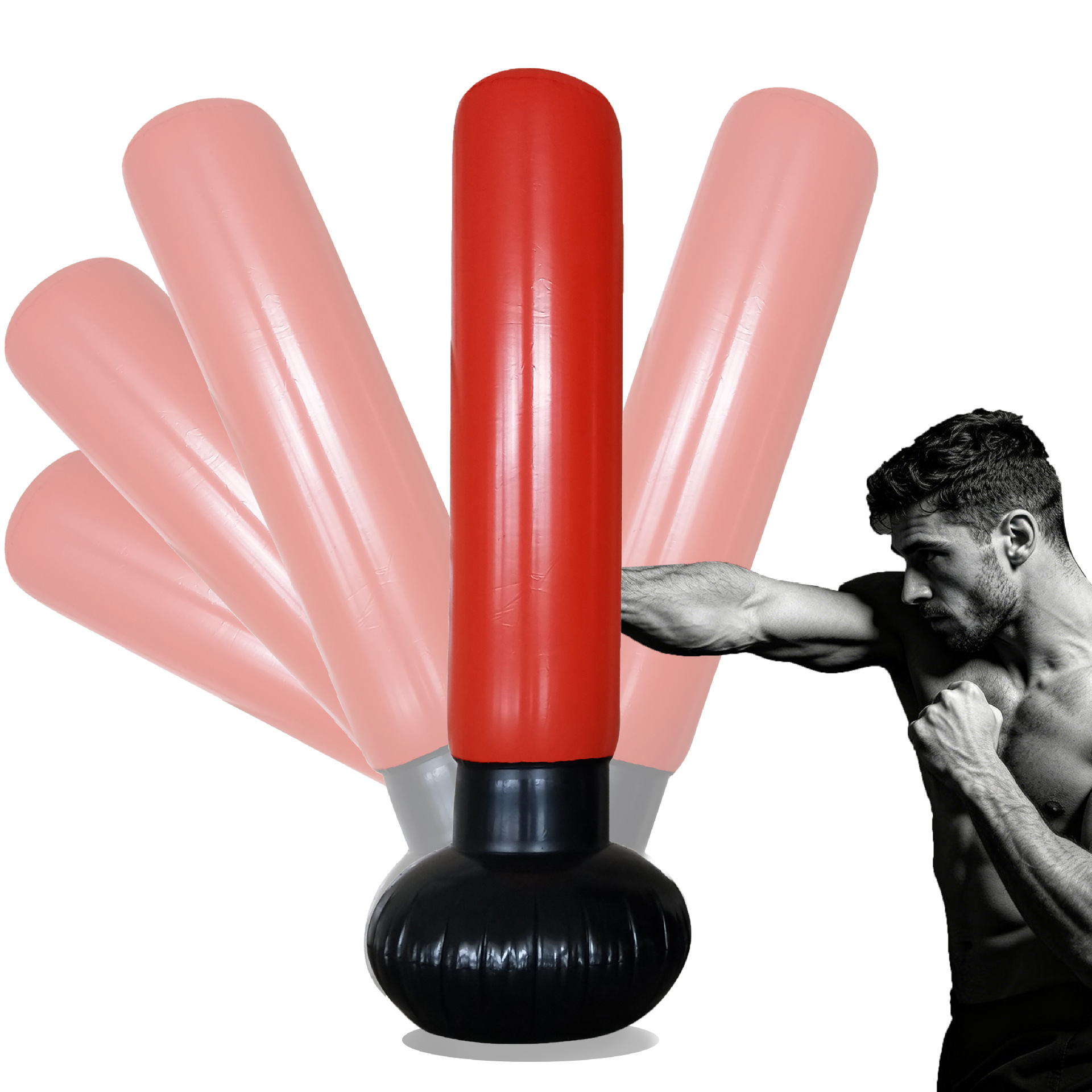 Stress-Relief Fitness Training Equipment Pvc Inflatable Boxing Water Bag Standing Tumbler Boxing Column Sandbag
