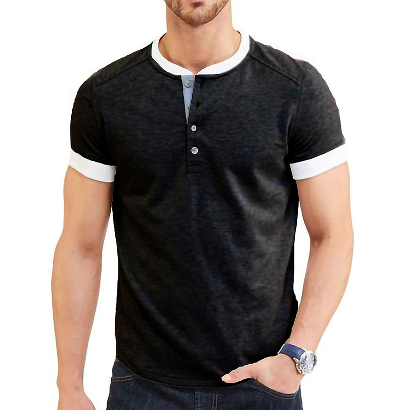 Sommer Neue Europäische und Amerikanische männer Casual Vielseitig Kurzarm T-shirt Rundhals Einreiher Top_voghion.com