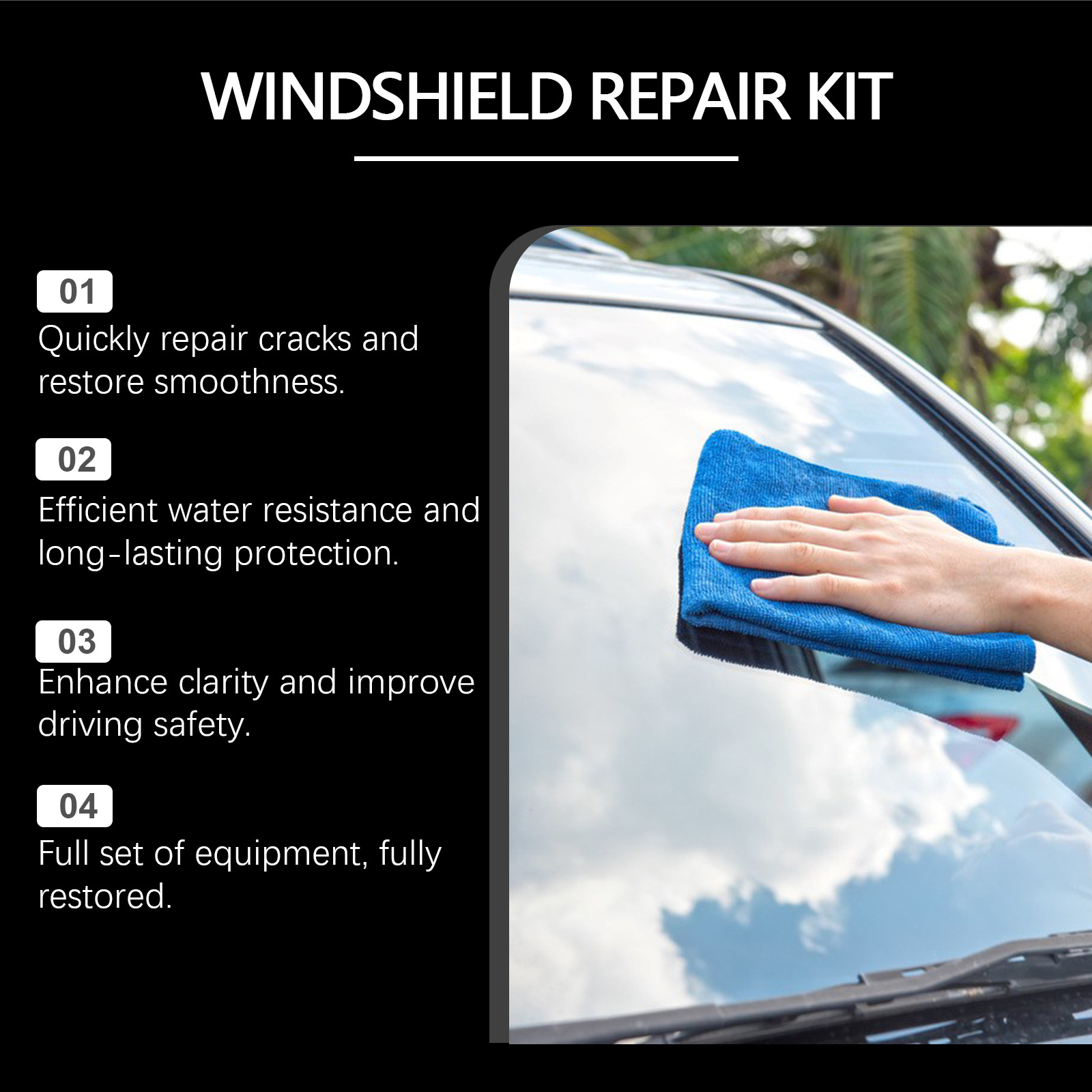 Cross-Border Homonth Windshield Repair Kit Car Windshield Repair Fluid for Glass Restoration