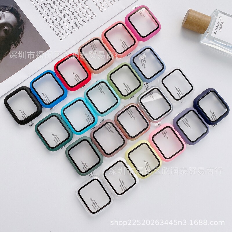 For Apple Watch iwatch6 Protective Case 54321 se Generation Anti-scratch Full Coverage pc Case Tempered Film One-piece Case