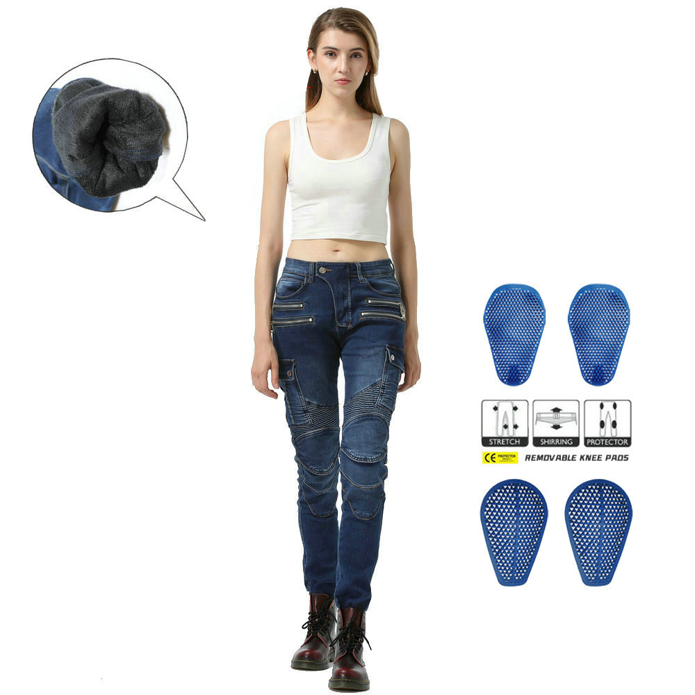 LOONG BIKER invierno mujer Caballero jeans motocicleta carreras de motos anti-caída pantalones silicona equipo de protección