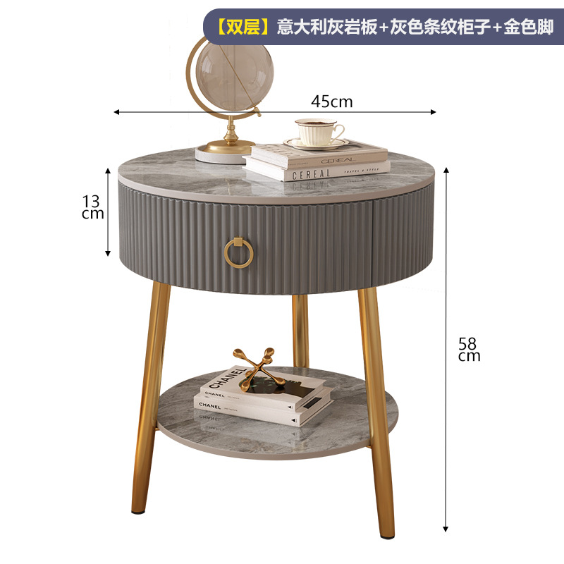 2단 그레이 스트라이프 수납장 + 이탈리안 그레이(45cm)