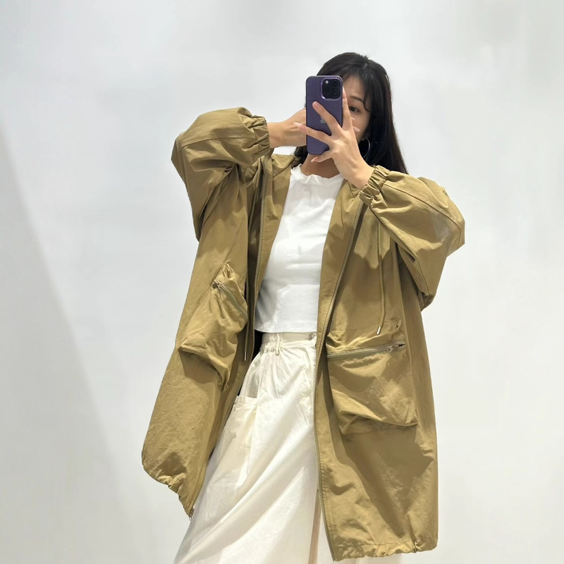 连帽外套 2025秋季新款 个性宽松大码风衣女时尚拉链上衣潮85053|undefined