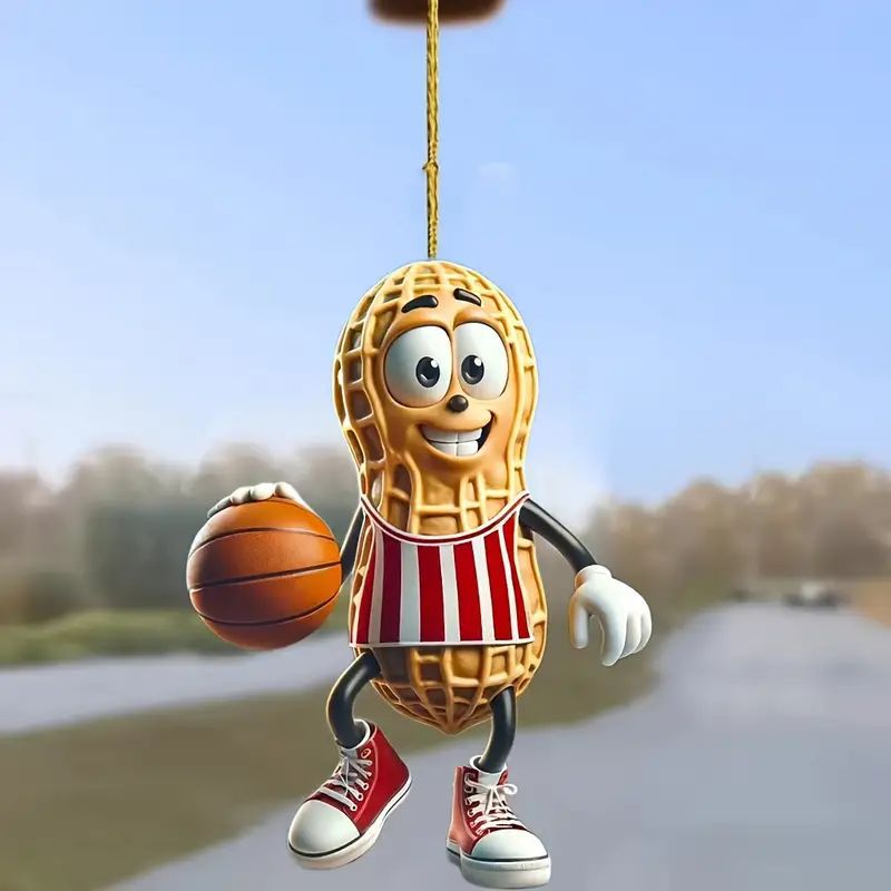 Creativo nuevo juego de baloncesto colgante de cacahuete plano transfronterizo automóvil espejo retrovisor interior decoración colgante llavero