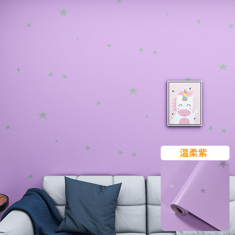 Papel pintado autoadhesivo estrella Plaid dormitorio impermeable a prueba de humedad pegatinas de renovación color sólido blanco Fondo vivo pegatinas papel pintado