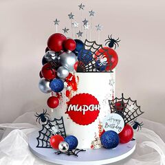 37個のスパイダーケーキの装飾とスパイダーテニスの男性の誕生日パーティーの赤ちゃん入浴用品