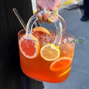 Portable Glass Bag Tipsy Fruit Wine Glass Set with Tray Bar Creative Juice Internet Celebrity Tavern Cocktail Glass