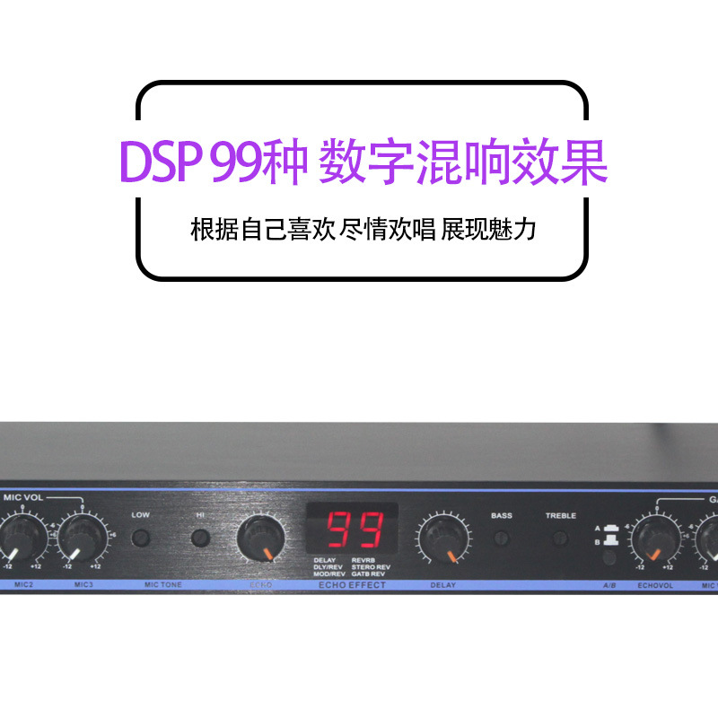 (2개) DSP99 사전 단계 이펙터 KTV 안티 하울 블루투스 잔향기 노래방 홈 프리 앰프 튜너