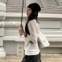 斜肩薄款连帽白色卫衣