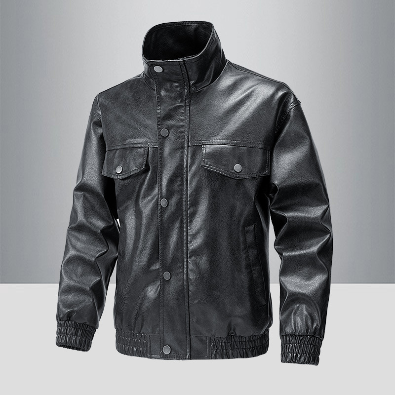 American pu chaqueta de cuero de hombre chaqueta de hombre primavera y otoño nuevo cuello vertical chaqueta de motocicleta de tendencia universal chaqueta delgada