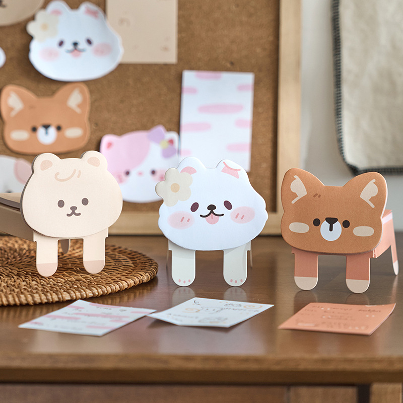 A principios de espuma plegable pegajosa nota crema divertida serie lindo animal diario nota mensaje decoración de escritorio adornos