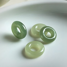 天然和田玉面包圈青海料跑环小卡环配饰手工diy手工配件玉石晴水