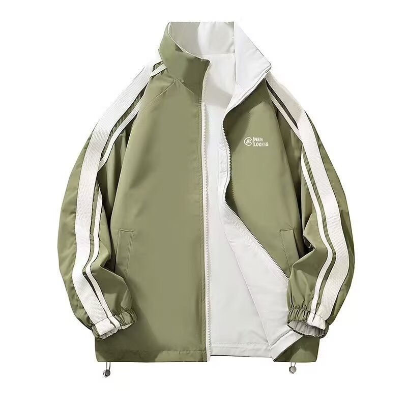 In stock TAION REVERSIBLE JERSEY Double-sided casual striped stand-up collar jacket 2026