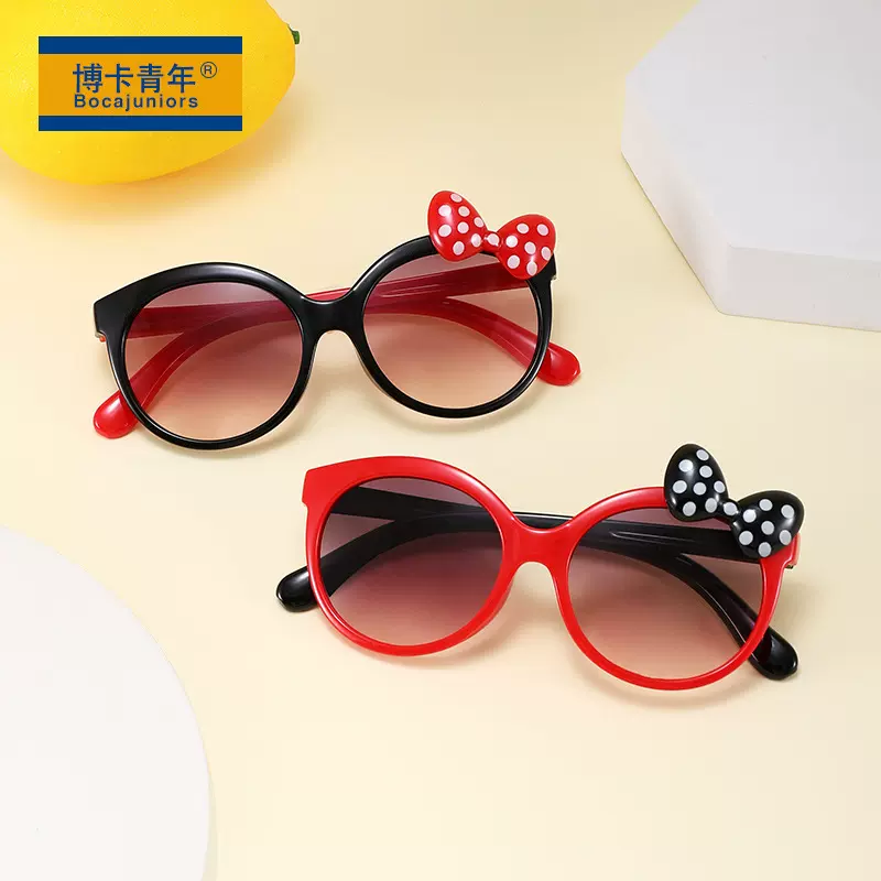 2025新款时尚卡通儿童太阳镜可爱蝴蝶结墨镜小孩遮阳镜 HY1658