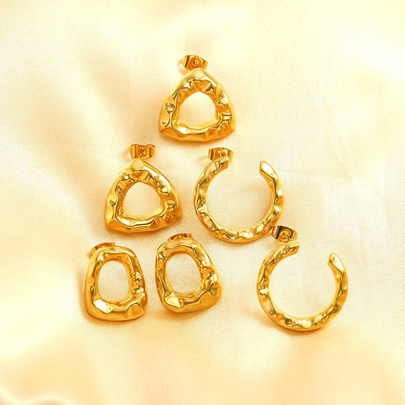 Titanium Steel Stud Earrings For Women Minimalist Half Ring Style_voghion.com