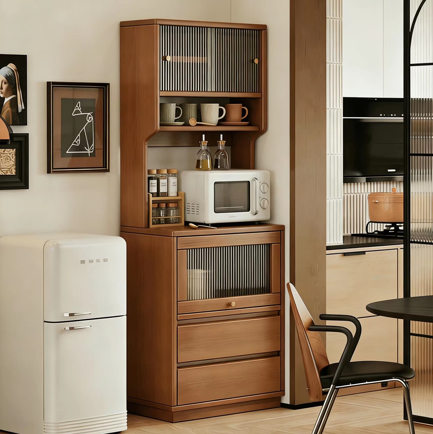 Sideboard Cabinet Against the Wall, Integrated Storage Cabinet, Household Kitchen Cabinet, New Type Tea Cabinet, Narrow High Cabinet, Miscellaneous Storage Cabinet