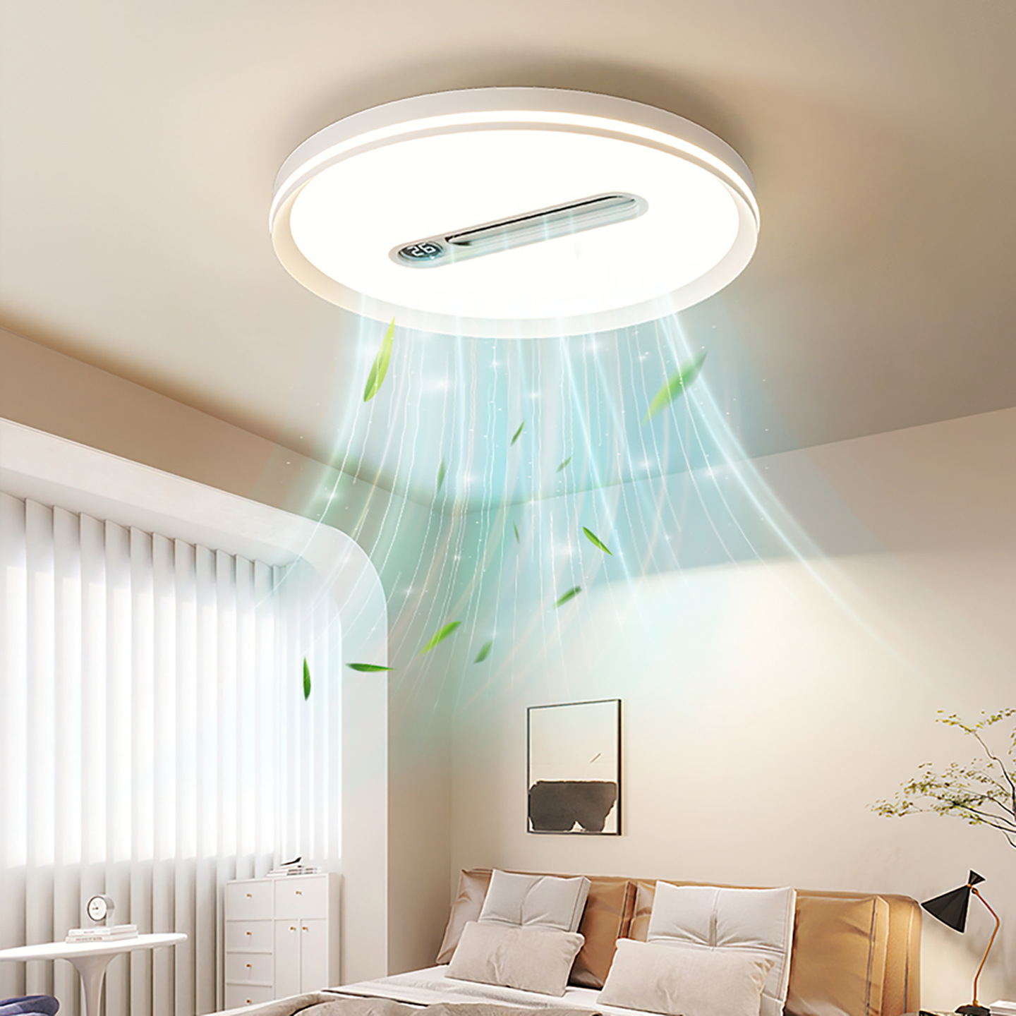 Ventilador invisible 2026 nueva atmósfera moderna simple ventilador doméstico sin hoja en el salón de la luz principal 115L image 2