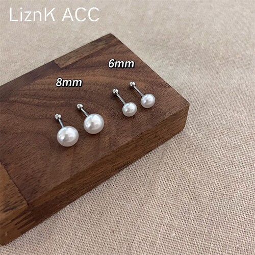 Pearl Spiral Earrings for Women, Ear Hole Earrings, Sleep Safe, No Removal Screws, Small Bone Stud Earrings, Accessories, Wholesale