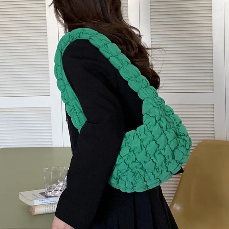 Women's Pleated Cloud Shoulder Bag Soft Puff Fashion Handbag_voghion.com
