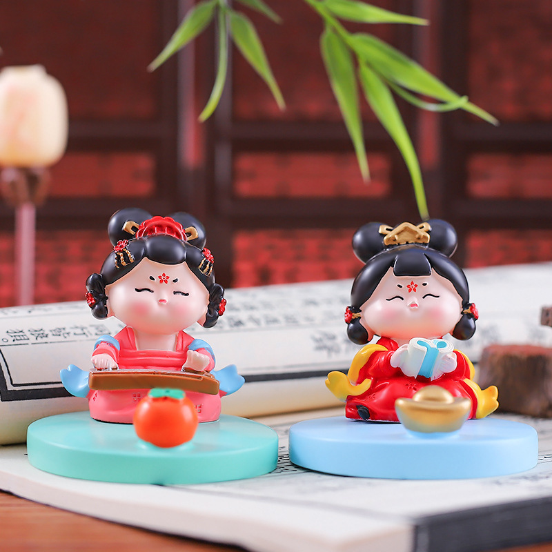 Ancient-Style Beauty Tang Xiaohuan Series of Piano, Chess, Calligraphy, and Painting Phone Holder Decorations for Home and Watching Dramas, Wholesale from Manufacturer