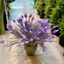 工厂店仿真花薰衣草塑料花假花7叉把束花栅栏花箱景观装饿花绿植