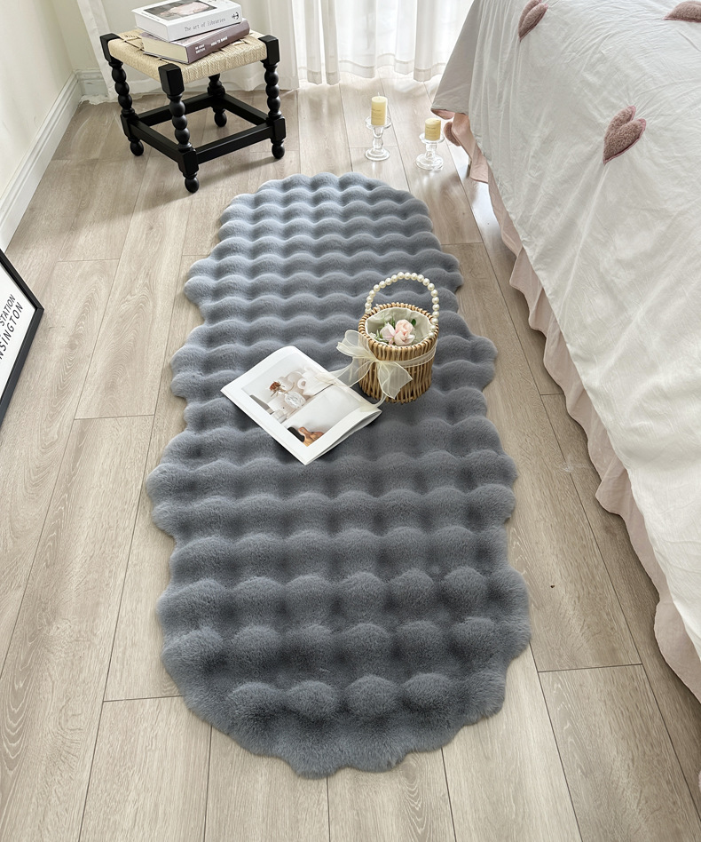 Imitation Rabbit Fur Bedroom Bedside Carpet Girl's Bedside Bubble Plush Floor Mat Bay Window Mat Living Room Coffee Table Sofa Cushion