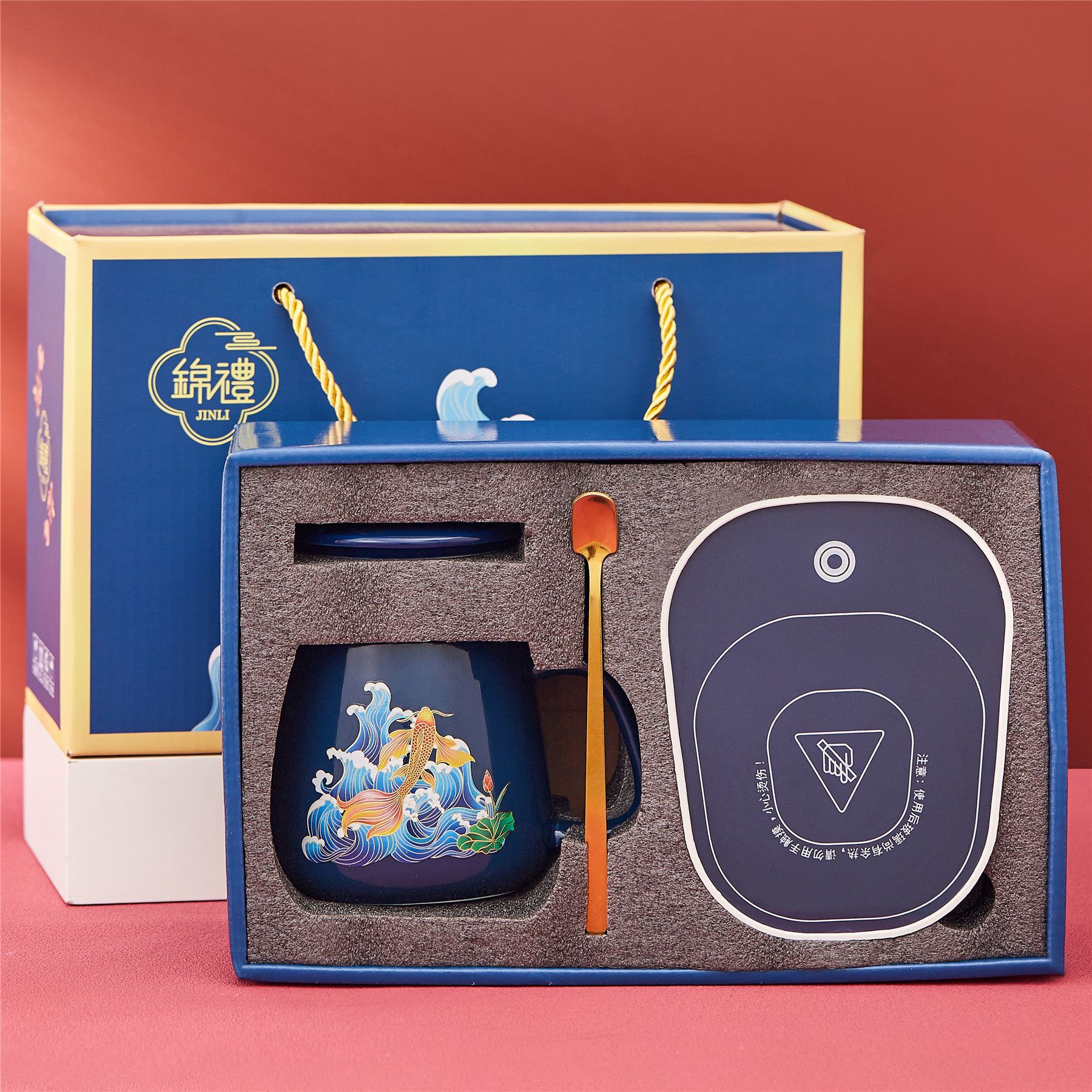 新年伴手禮小禮品禮盒裝暖暖杯55度恆溫杯陶瓷杯咖啡馬克水杯子批