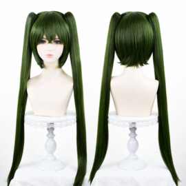 初音未来千本樱cos假发 草绿色万用虎夹双马尾 110cm假毛漫展道具