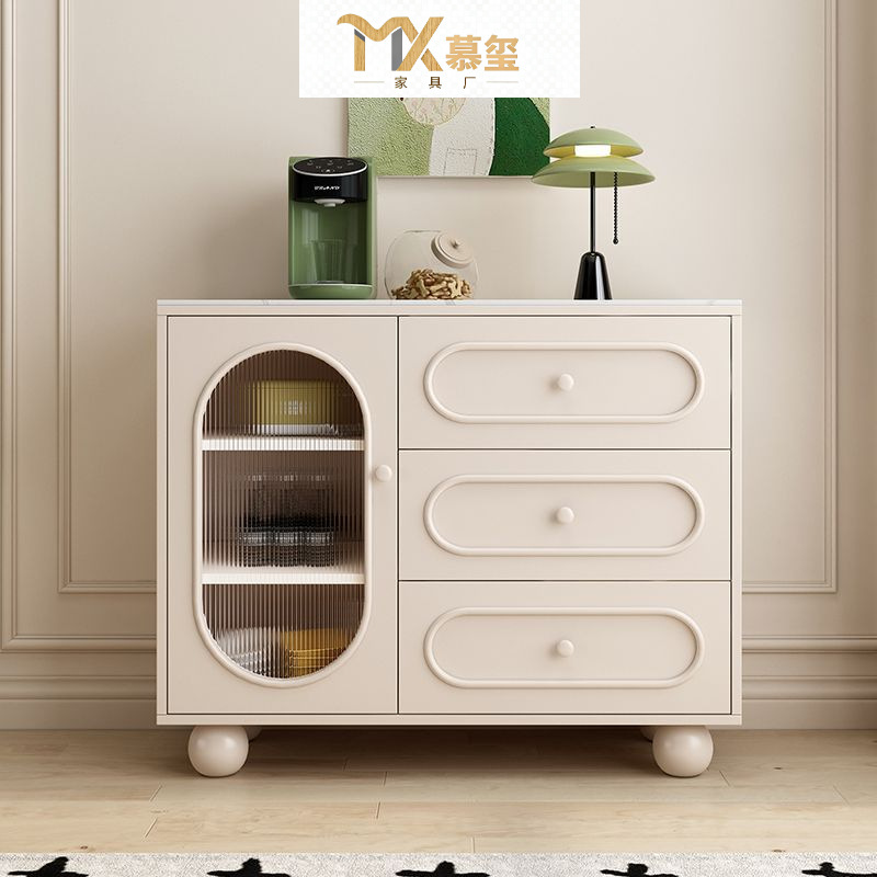 Solid Wood Sideboard Cabinet Wall Cabinet Storage Cabinet Living Room Cream Style Storage Cabinet Home Tea Cabinet