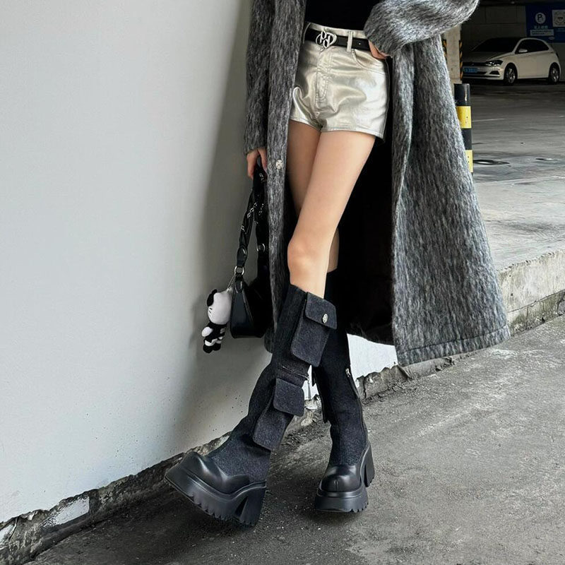 Designer-Inspired European and American Style Spicy Girl Martin Boots for Women, Chunky Heel, Waterproof Platform, Knee-High, High-Heeled, Pocketed Long Boots, Fashion Boots Designer-Inspired European and American Style Spicy Girl Martin Boots for Women, Chunky Heel, Waterproof Platform, Knee-High, High-Heeled, Pocketed Long Boots, Fashion Boots